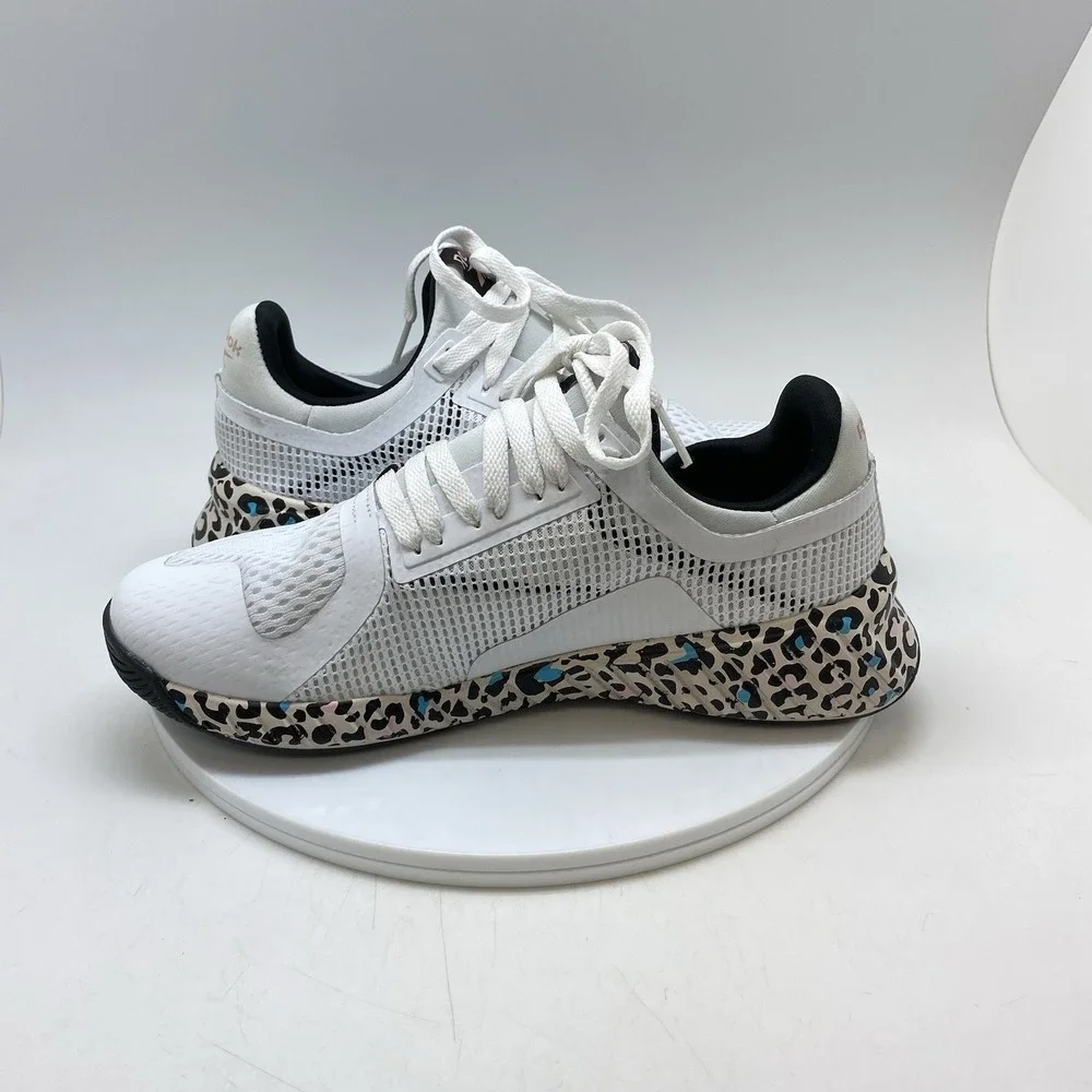 Reebok Sneakers Womens 9 Galaxy 5 White Leopard Print Running Athletic Shoes